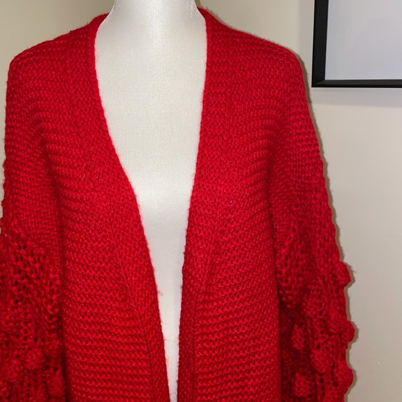EUC Sz. L Red Oversized Cardigan Sweater - Picture 2 of 6